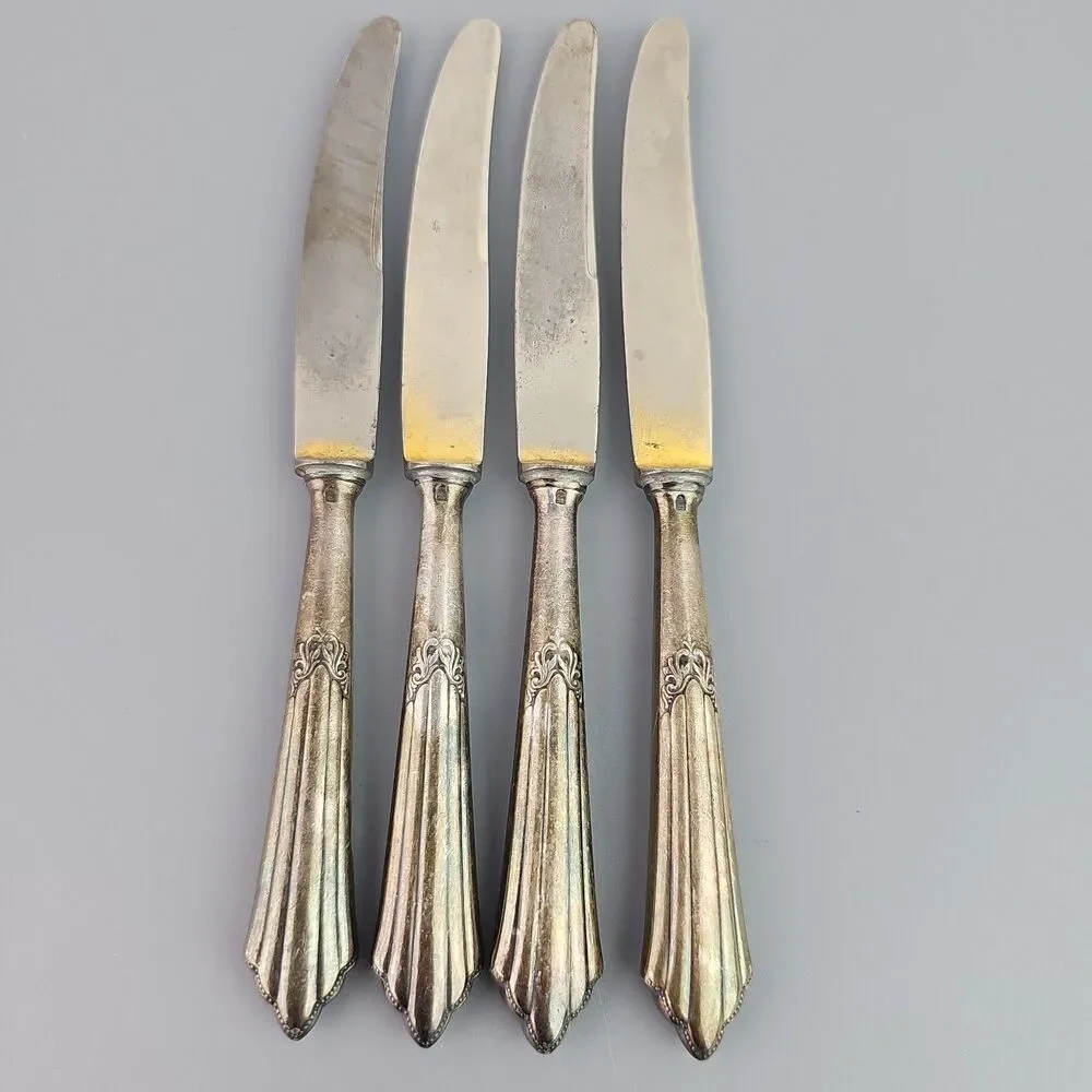 WMF 90 Germany Silverplate 7in Luncheon Knife FACHER Pattern Set of 4